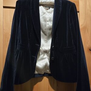 J CREW Women's Deep Blue Velvet Blazer